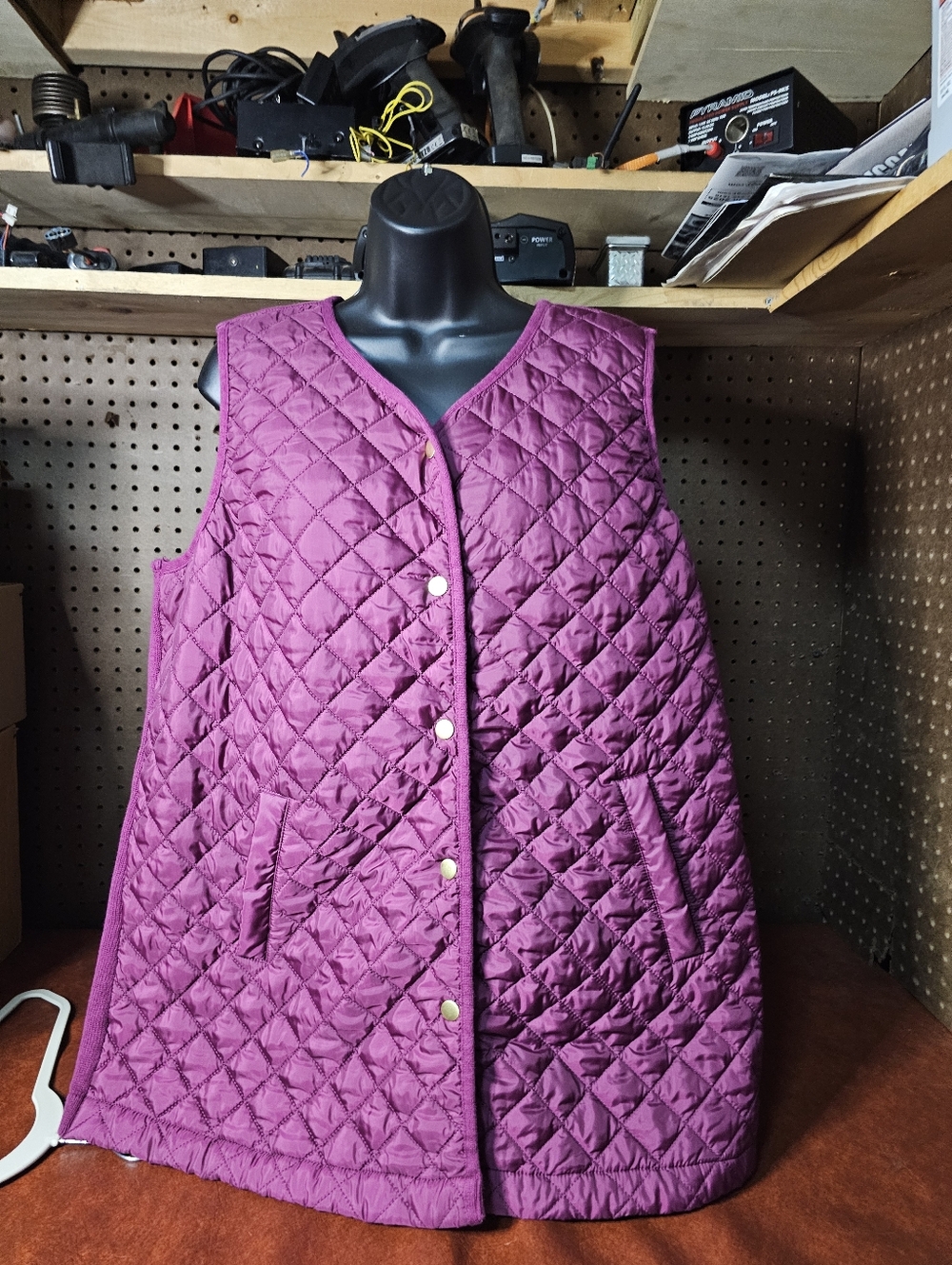Denim & Co. Heritage Purple Vest Size 1X